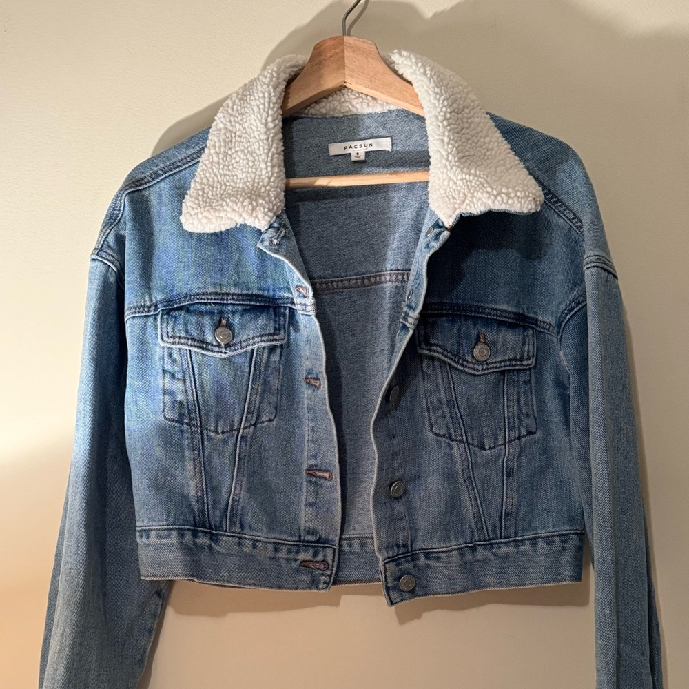 PacSun Sherpa Cropped Trucker Jacket S